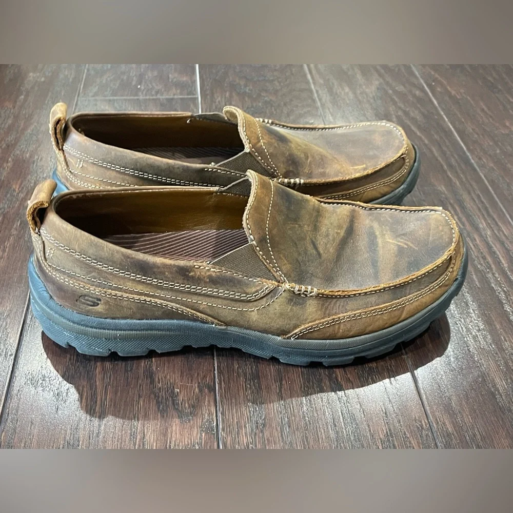 Skechers Superior Gains Slip On Loafer, Brown Men Size 9